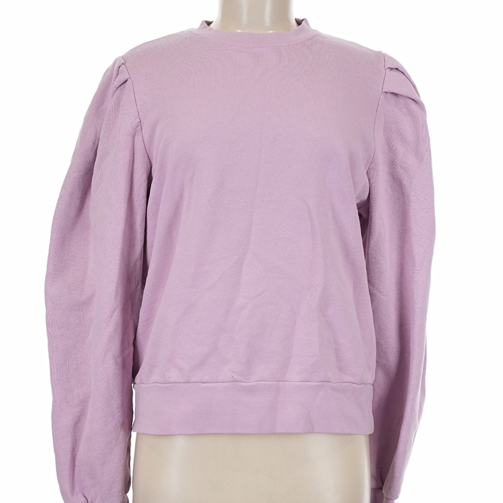 Lavender Puff-Sleeve Sweatshirt Top, 100% org cotton/cotton